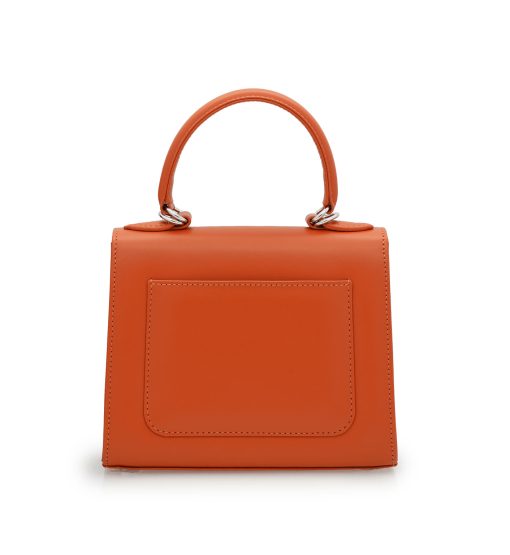 ⁦First Lady small diamond white gold orange leather handbag⁩ - الصورة ⁦4⁩
