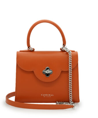 First Lady small diamond white gold orange leather handbag