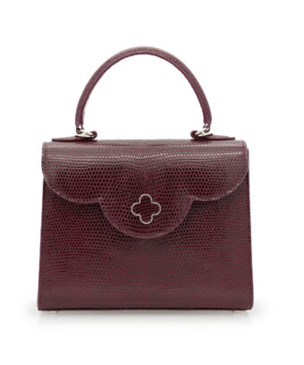 First Lady Burgundy Genuine lizard leather handbag