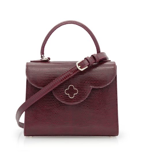 ⁦First Lady Burgundy Genuine lizard leather handbag⁩ - الصورة ⁦6⁩