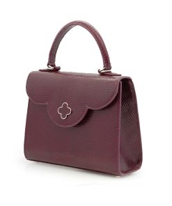 First Lady Burgundy Lizard leather handbag 03