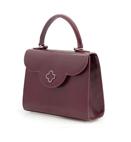 ⁦First Lady Burgundy Genuine lizard leather handbag⁩ - الصورة ⁦2⁩