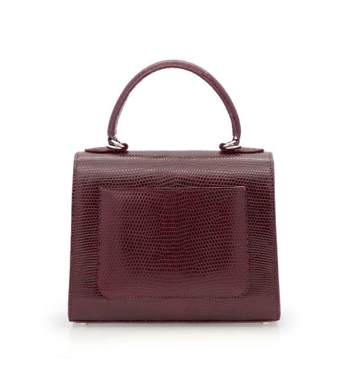 ⁦First Lady Burgundy Genuine lizard leather handbag⁩ - الصورة ⁦4⁩