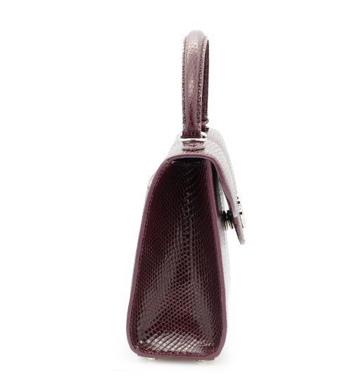 ⁦First Lady Burgundy Genuine lizard leather handbag⁩ - الصورة ⁦5⁩
