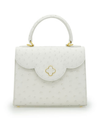 First Lady White ostrich leather handbag