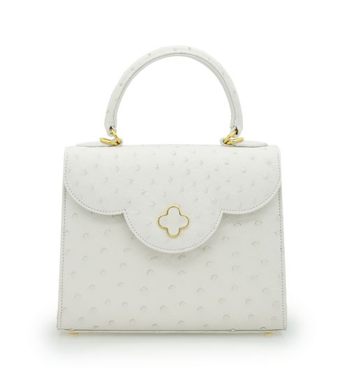 First Lady White ostrich leather handbag