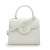 First Lady White Ostrich Leather handbag 02