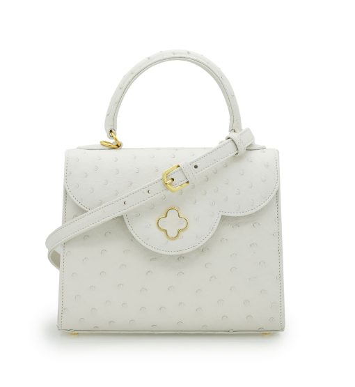 ⁦First Lady White ostrich leather handbag⁩ - الصورة ⁦7⁩