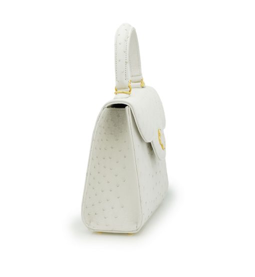 ⁦First Lady White ostrich leather handbag⁩ - الصورة ⁦5⁩