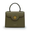 First Lady Military Green Textured Leather Handbag 01