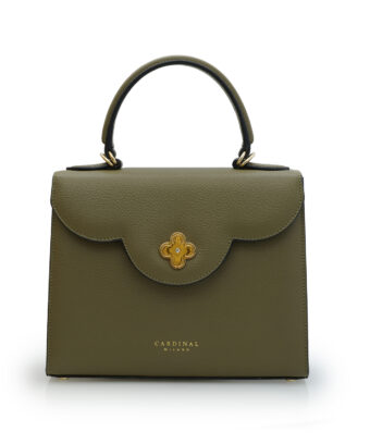 First Lady Military green textured  leather handbag