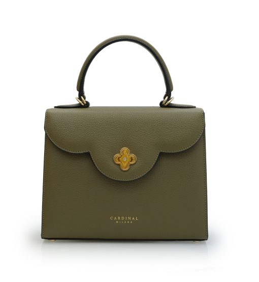 First Lady Military green textured  leather handbag