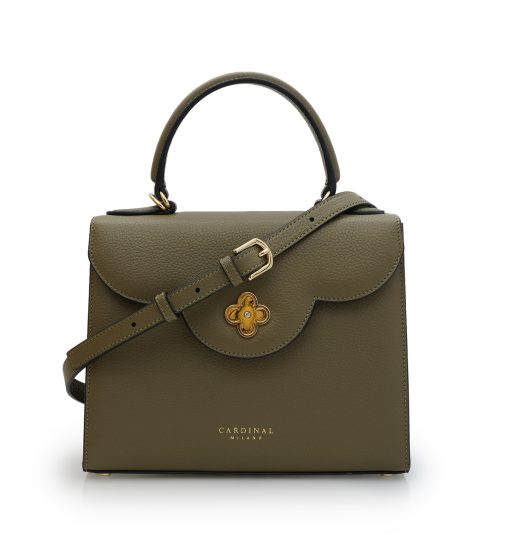 ⁦First Lady Military green textured  leather handbag⁩ - الصورة ⁦7⁩