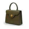 First Lady Military Green Textured Leather Handbag 03
