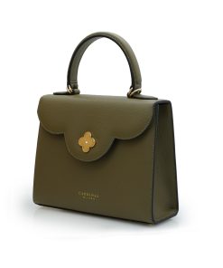 First Lady Military Green Textured Leather Handbag 03