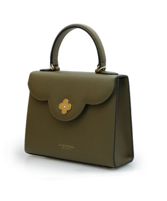 Alternative view of First Lady Military green textured  leather handbag