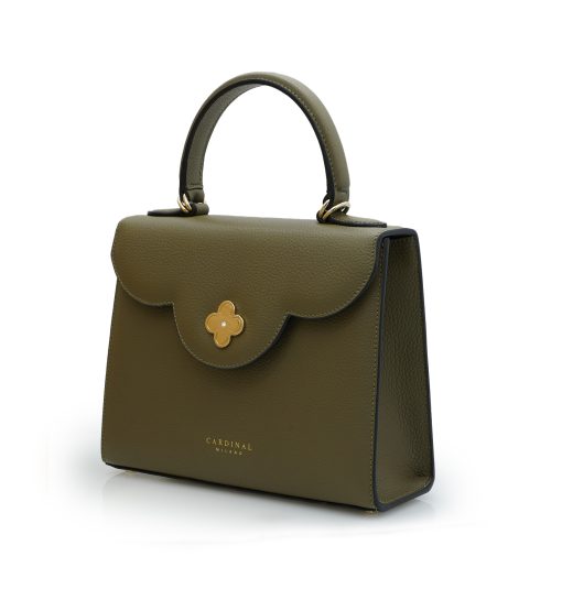 ⁦First Lady Military green textured  leather handbag⁩ - الصورة ⁦2⁩
