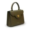 First Lady Military Green Textured Leather Handbag 07