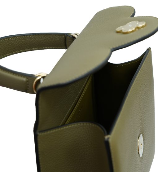 ⁦First Lady Military green textured  leather handbag⁩ - الصورة ⁦10⁩