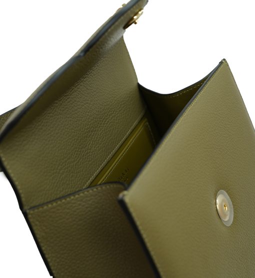 ⁦First Lady Military green textured  leather handbag⁩ - الصورة ⁦8⁩