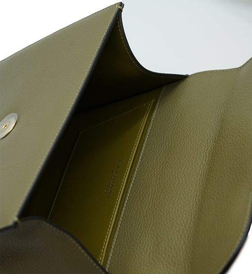 ⁦First Lady Military green textured  leather handbag⁩ - الصورة ⁦9⁩