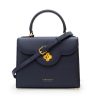 First Lady Navy Blue Textured Leather Handbag 02a