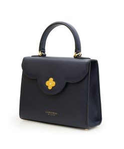 First Lady Navy Blue Textured Leather Handbag 06