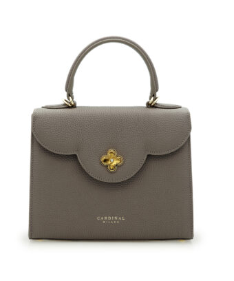 First Lady Taupe textured  leather handbag