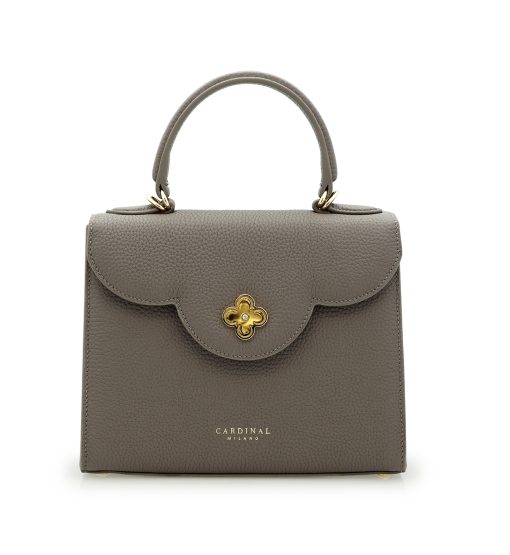 First Lady Taupe textured  leather handbag