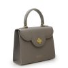 First Lady Taupe Textured Leather Handbag 04
