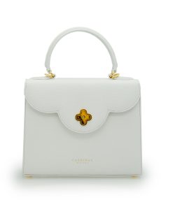 First Lady White textured  leather handbag
