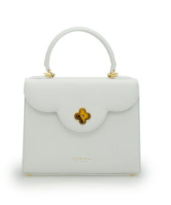First Lady White textured  leather handbag
