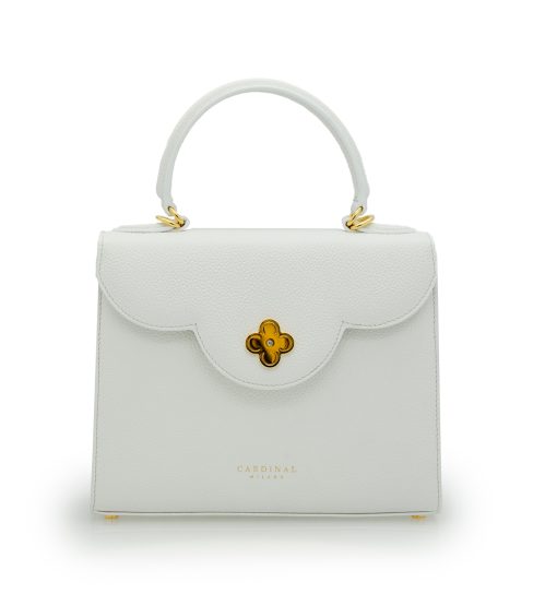First Lady White textured  leather handbag
