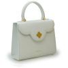 First Lady White Textured leather Bag 06