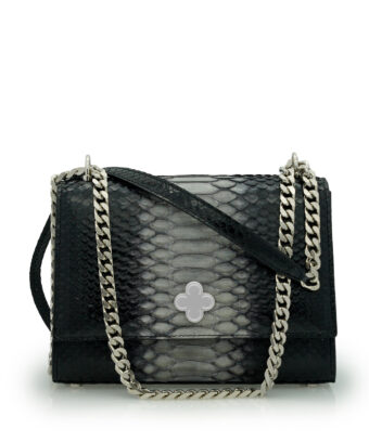 Opèra Night Black Python leather chain bag
