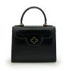 First Lady Black Croc Embossed leather Bag 01