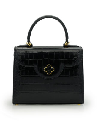 First Lady Black croc embossed  leather bag