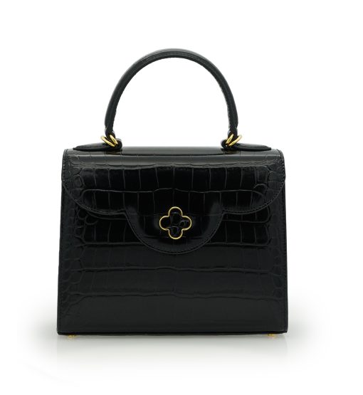 First Lady Black croc embossed  leather bag
