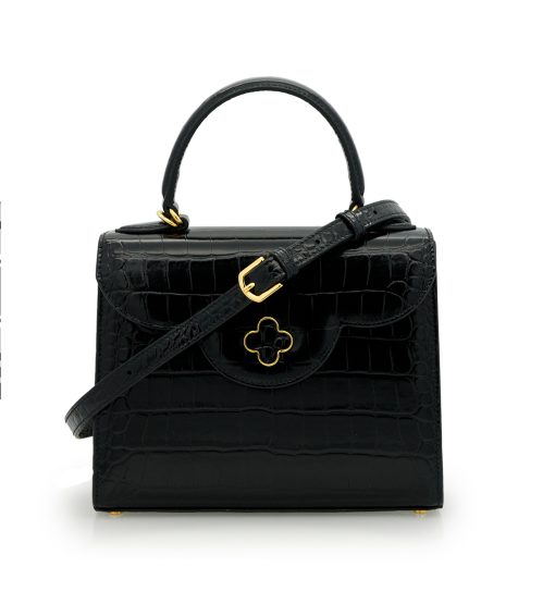 ⁦First Lady Black croc embossed  leather bag⁩ - الصورة ⁦4⁩
