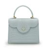 First Lady Blue Grey Croc embossed Leather Bag 01