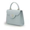 First Lady Blue Grey Croc embossed Leather Bag 02