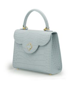 First Lady Blue Grey Croc embossed Leather Bag 02