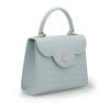 First Lady Blue Grey Croc embossed Leather Bag 03