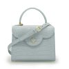 First Lady Blue Grey Croc embossed Leather Bag 07