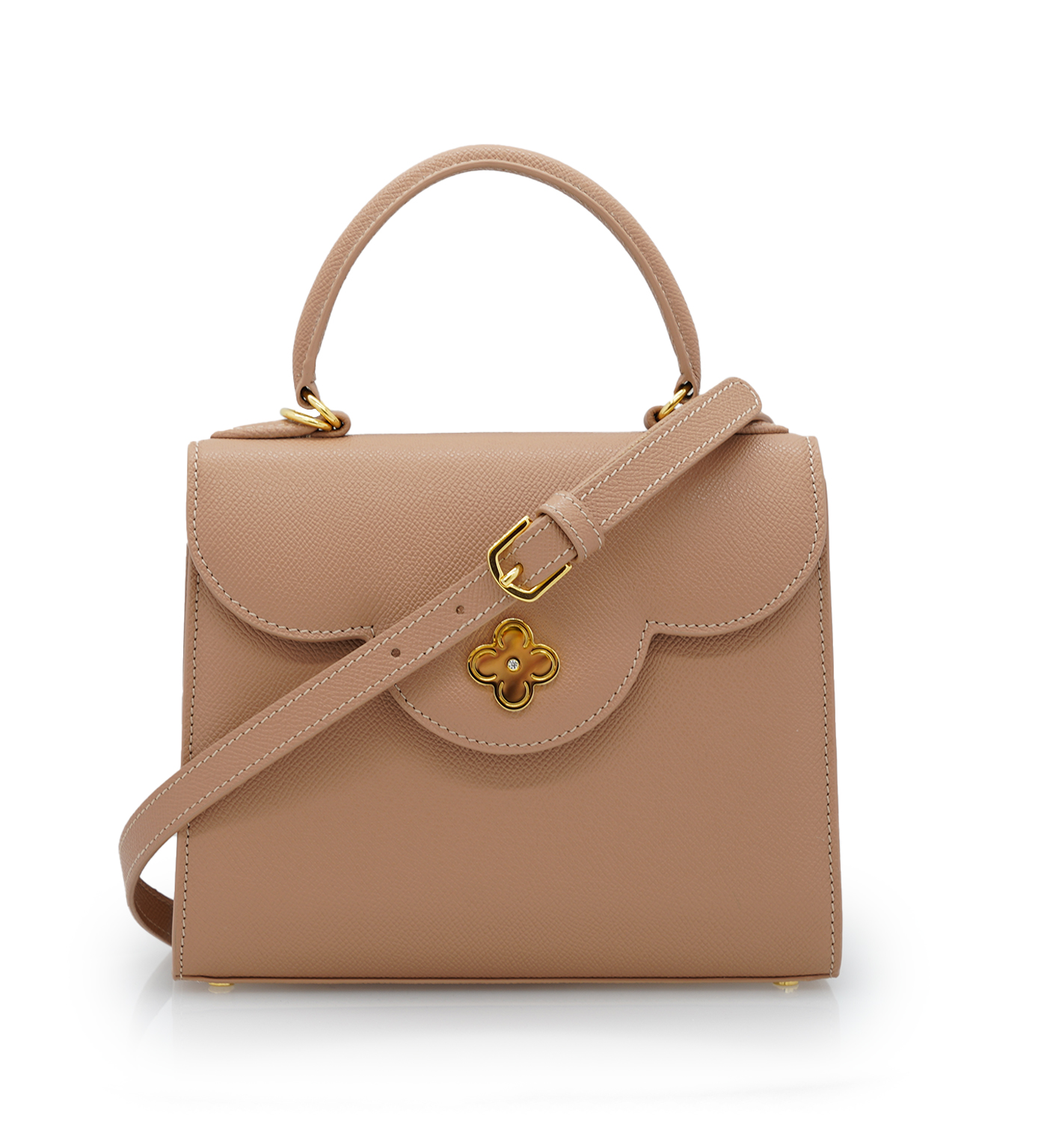 First Lady Diamond Nude textured leather handbag | Cardinal - Milano