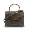 First Lady Taupe Alligator Leather Handbag 08