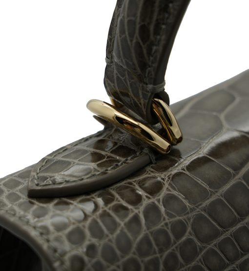 ⁦First Lady Taupe Alligator leather  handbag⁩ - الصورة ⁦9⁩