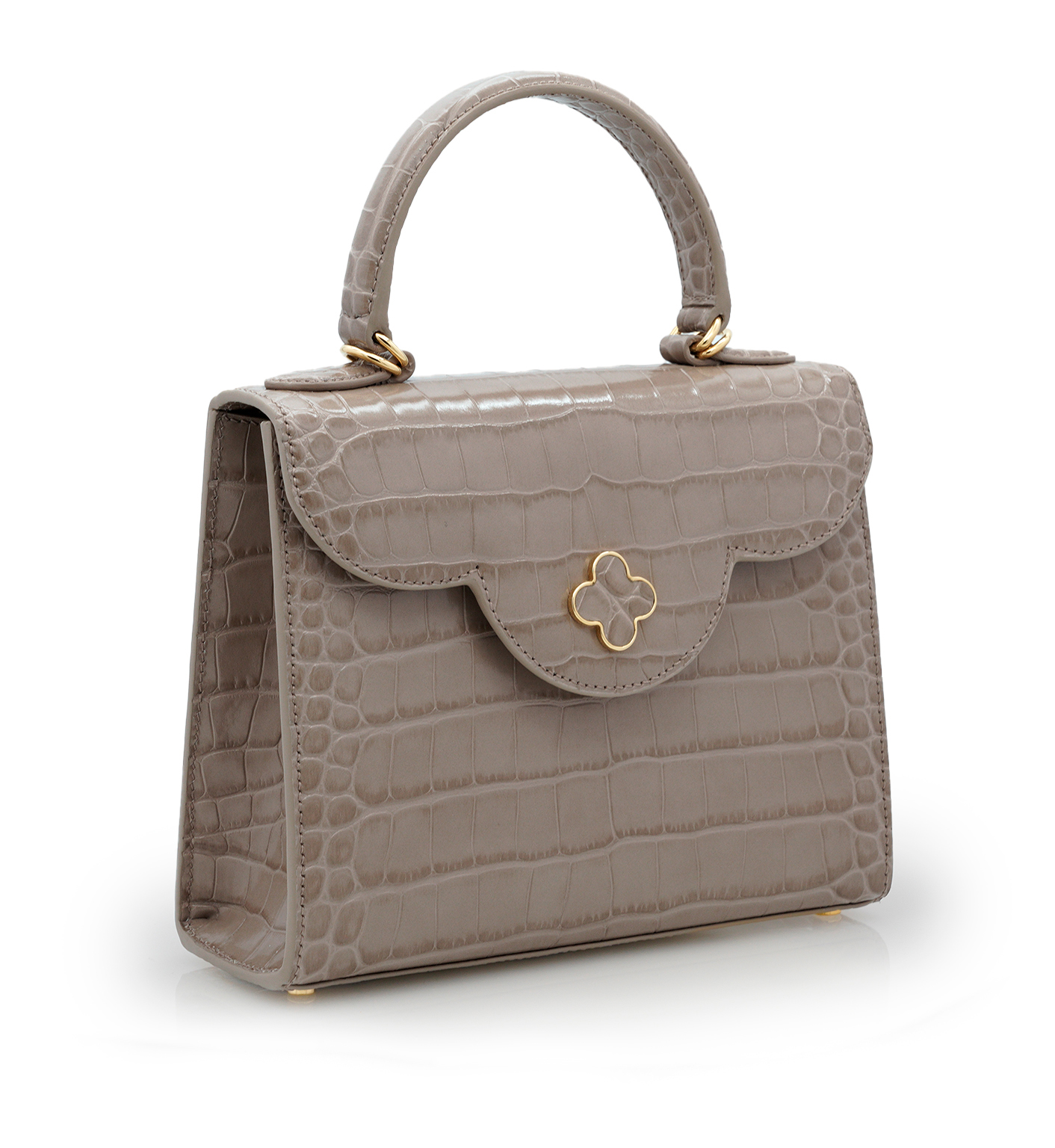 First Lady Taupe croc embossed leather handbag | Cardinal