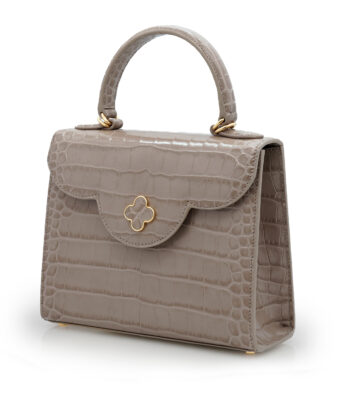 Alternative view of First Lady Taupe croc embossed  leather handbag MTO