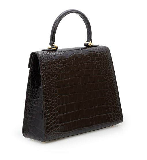 ⁦Lady Cardinal Time Keys Brown Espresso croc embossed  leather bag⁩ - الصورة ⁦3⁩